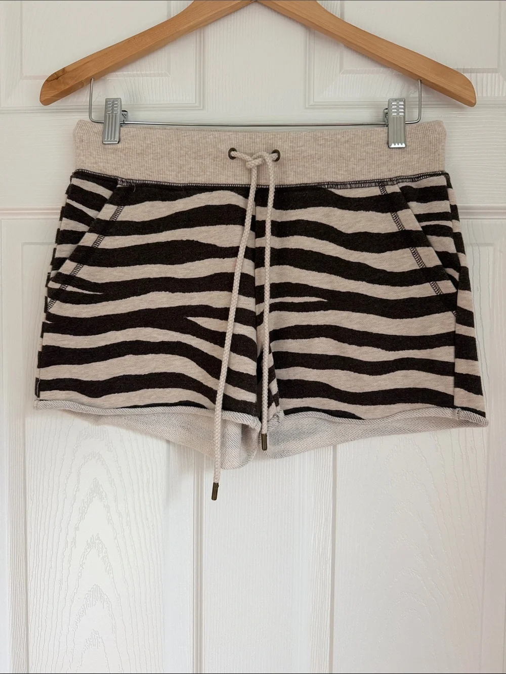 Michael Kors Beige and Black Zebra Print Athletic Shorts